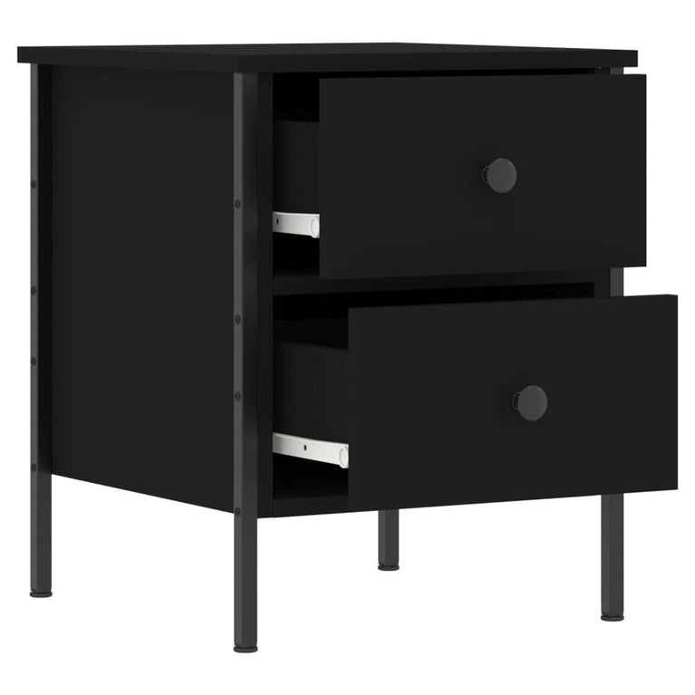 Nachtkastje 40x42x50 cm bewerkt hout zwart MeubelReus