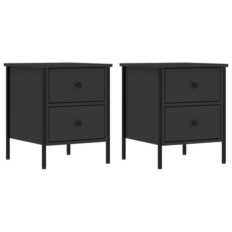 Nachtkastjes 2 st 40x42x50 cm bewerkt hout zwart MeubelReus