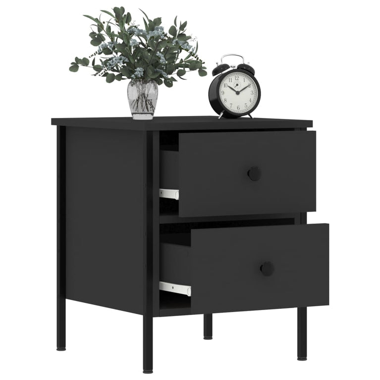 Nachtkastjes 2 st 40x42x50 cm bewerkt hout zwart MeubelReus