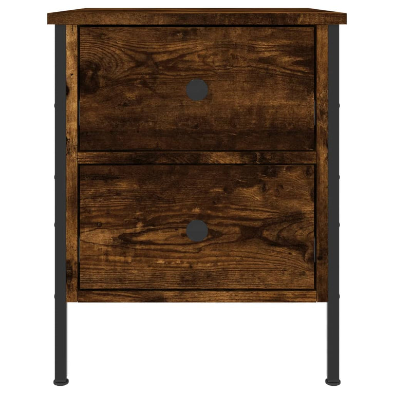 Nachtkastje 40x42x50 cm bewerkt hout gerookt eikenkleurig MeubelReus