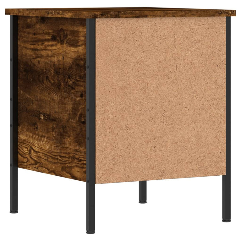 Nachtkastje 40x42x50 cm bewerkt hout gerookt eikenkleurig MeubelReus