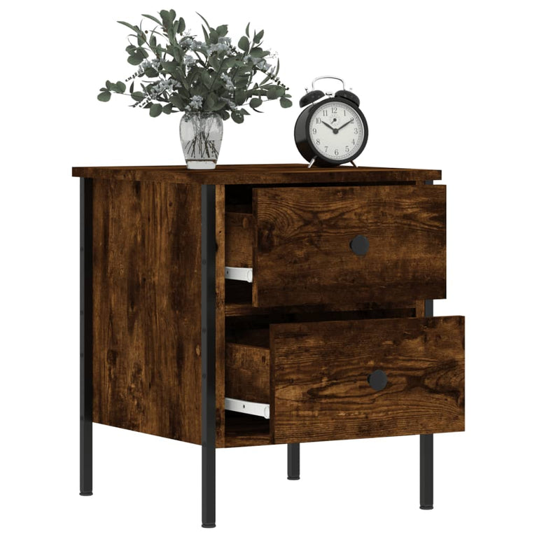 Nachtkastjes 2 st 40x42x50 cm bewerkt hout gerookt eikenkleurig MeubelReus