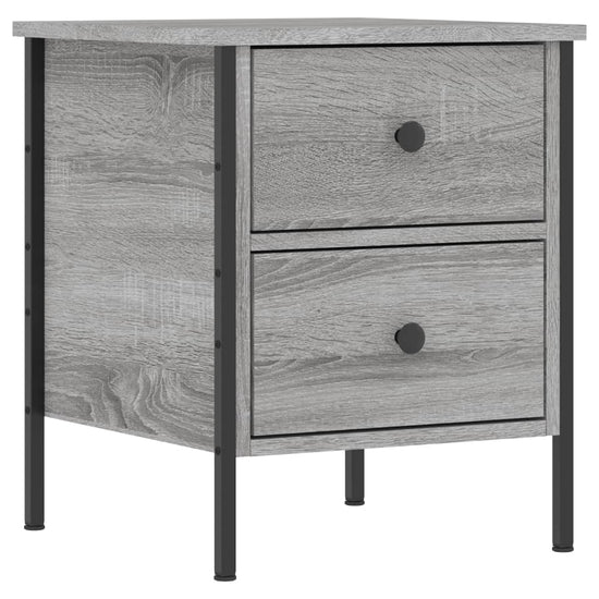 Nachtkastje 40x42x50 cm bewerkt hout grijs sonoma eikenkleurig MeubelReus