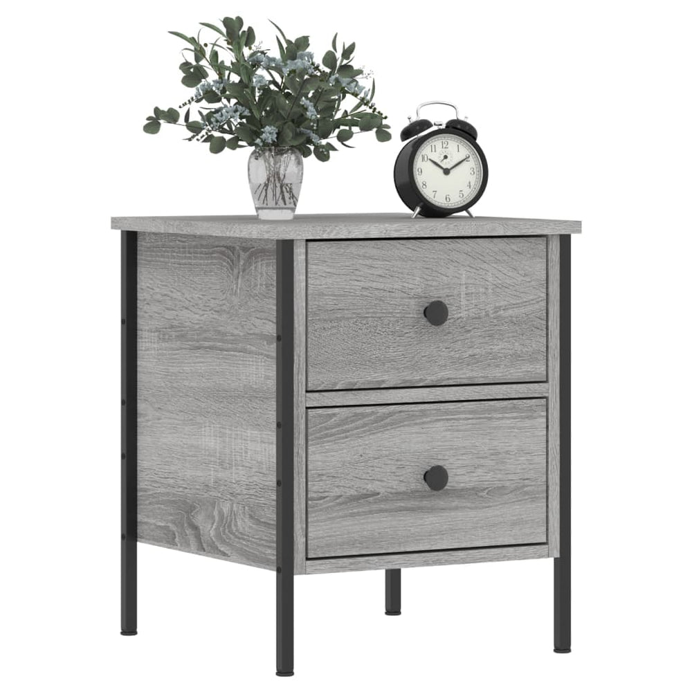 Nachtkastje 40x42x50 cm bewerkt hout grijs sonoma eikenkleurig MeubelReus