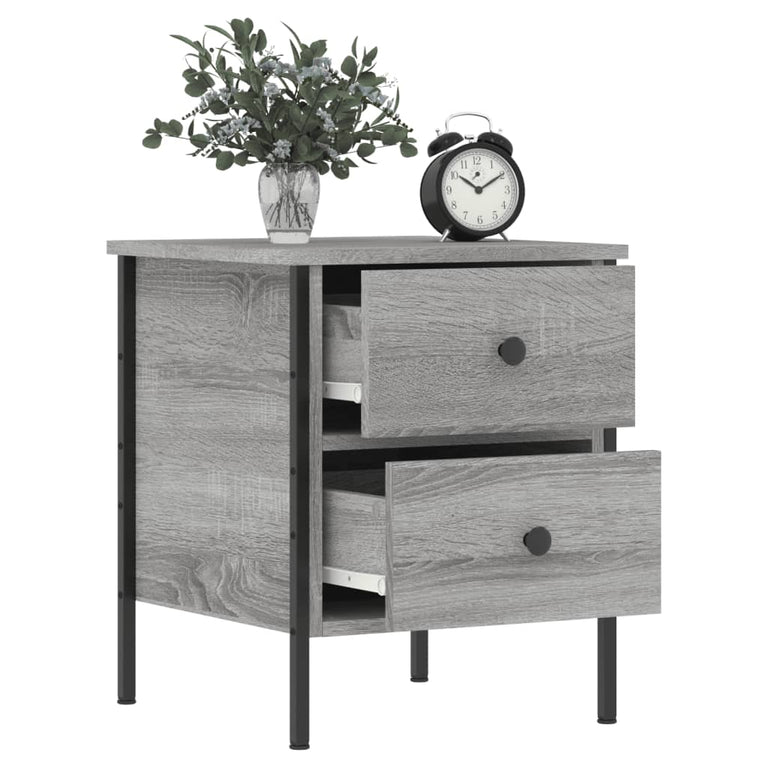 Nachtkastje 40x42x50 cm bewerkt hout grijs sonoma eikenkleurig MeubelReus