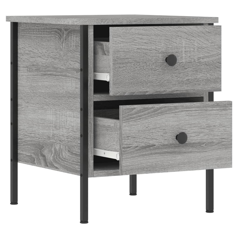 Nachtkastje 40x42x50 cm bewerkt hout grijs sonoma eikenkleurig MeubelReus