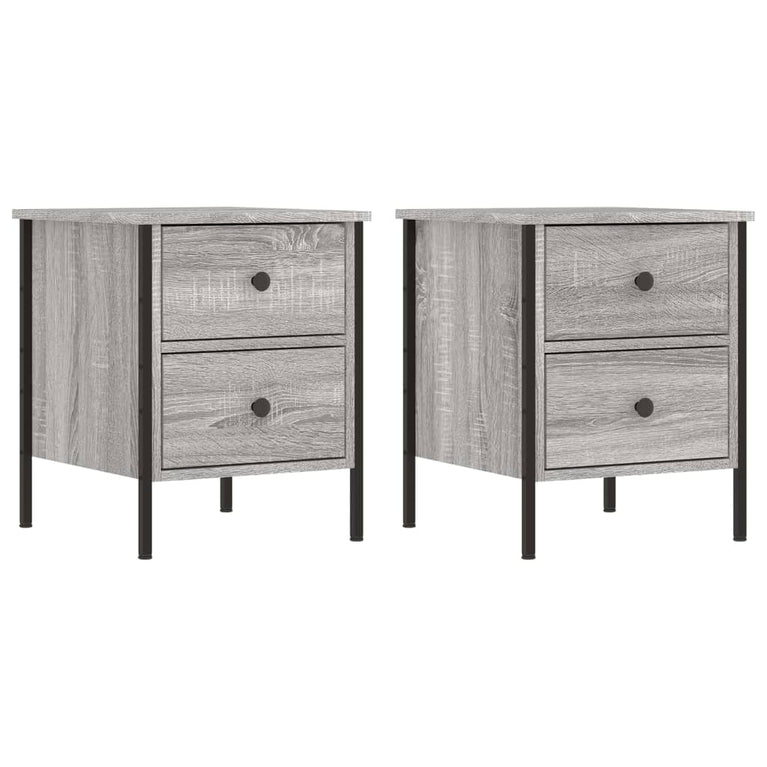 Nachtkastjes 2 st 40x42x50 cm bewerkt hout grijs sonoma eiken MeubelReus