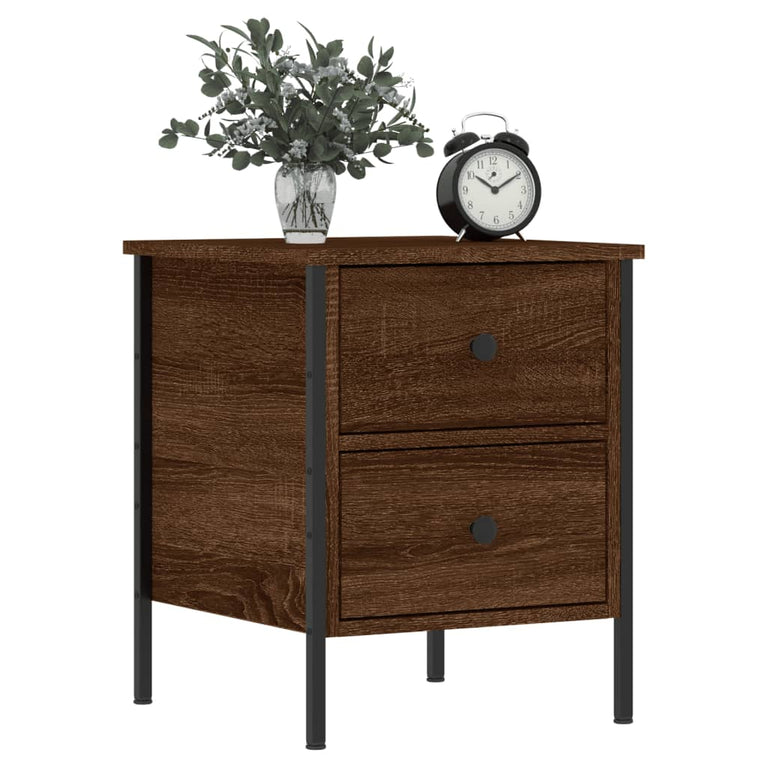 Nachtkastje 40x42x50 cm bewerkt hout bruin eikenkleur MeubelReus