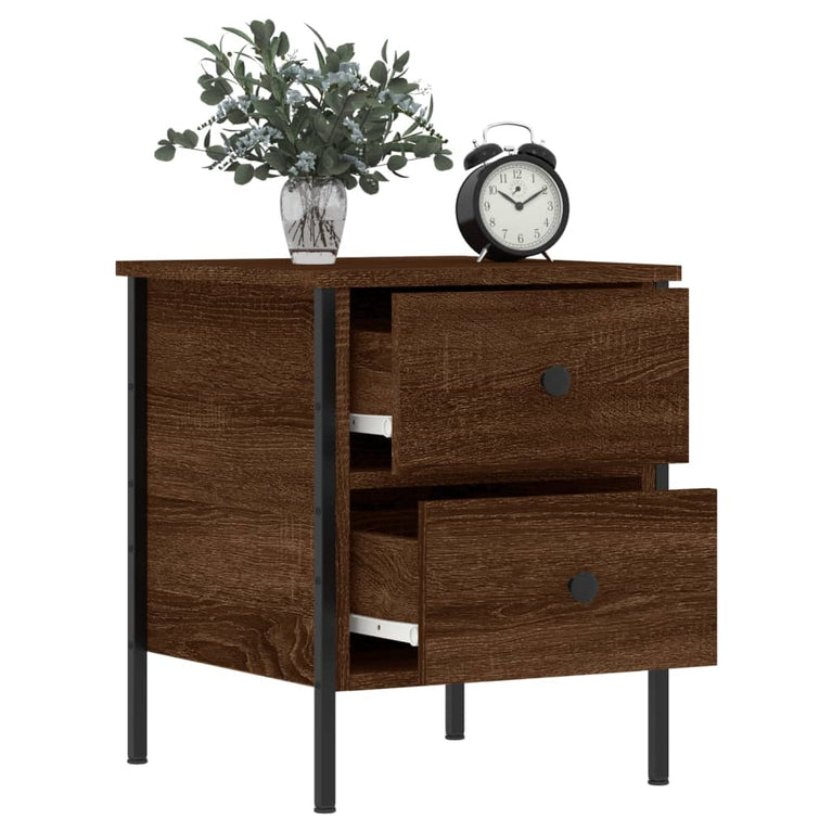 Nachtkastje 40x42x50 cm bewerkt hout bruin eikenkleur MeubelReus