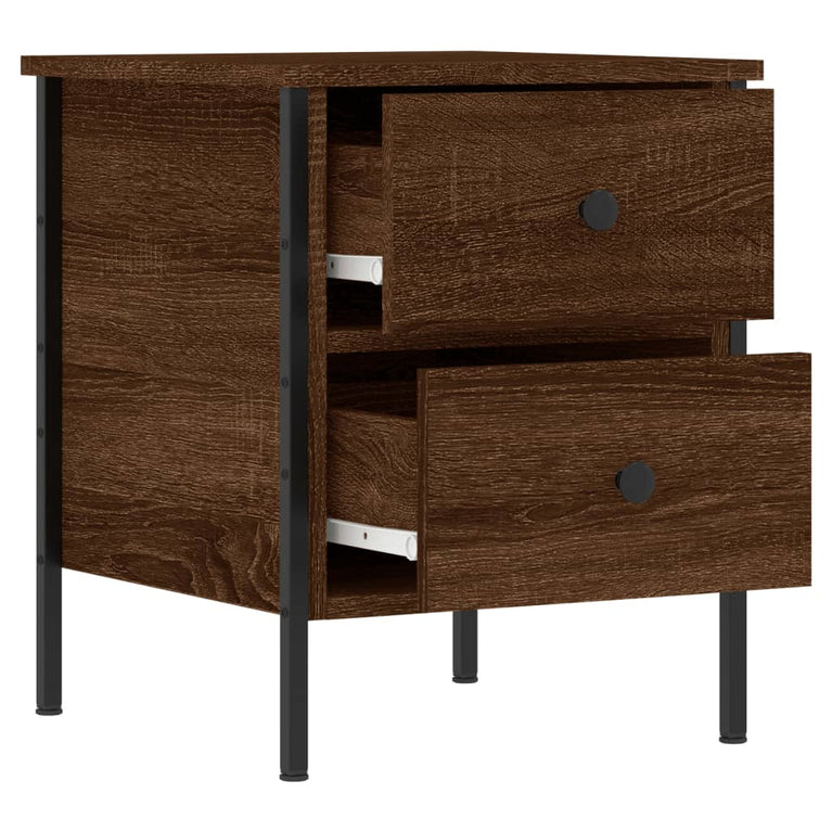 Nachtkastje 40x42x50 cm bewerkt hout bruin eikenkleur MeubelReus