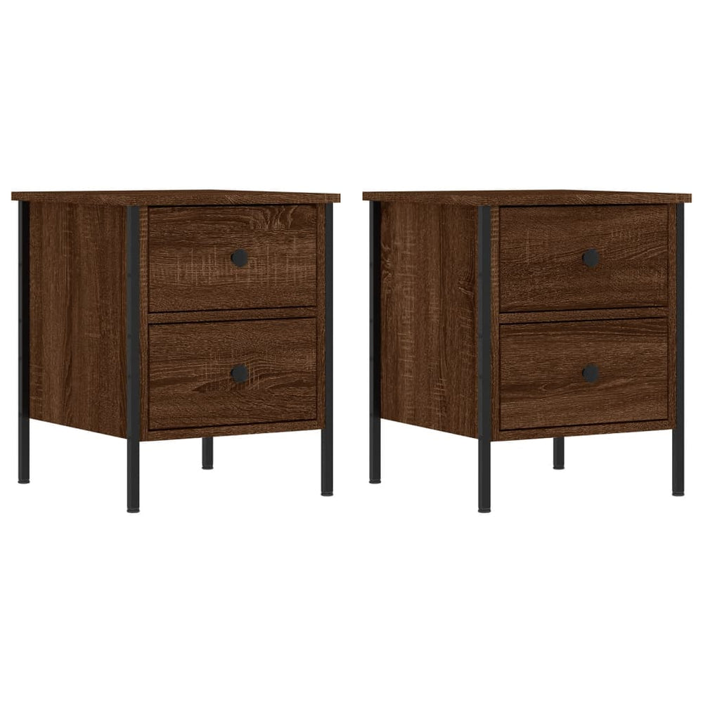 Nachtkastjes 2 st 40x42x50 cm bewerkt hout bruin eikenkleur MeubelReus