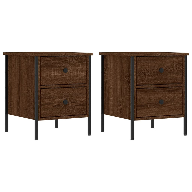 Nachtkastjes 2 st 40x42x50 cm bewerkt hout bruin eikenkleur MeubelReus