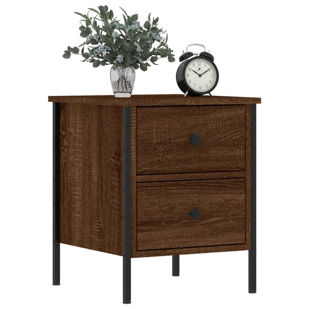 Nachtkastjes 2 st 40x42x50 cm bewerkt hout bruin eikenkleur MeubelReus