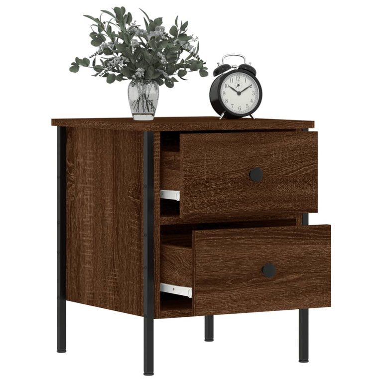 Nachtkastjes 2 st 40x42x50 cm bewerkt hout bruin eikenkleur MeubelReus