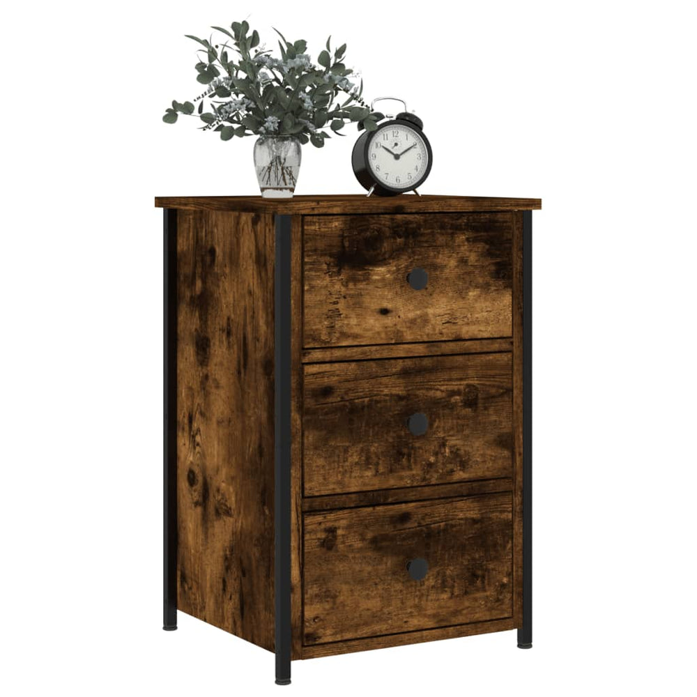 Nachtkastje 40x36x60 cm bewerkt hout gerookt eikenkleurig MeubelReus