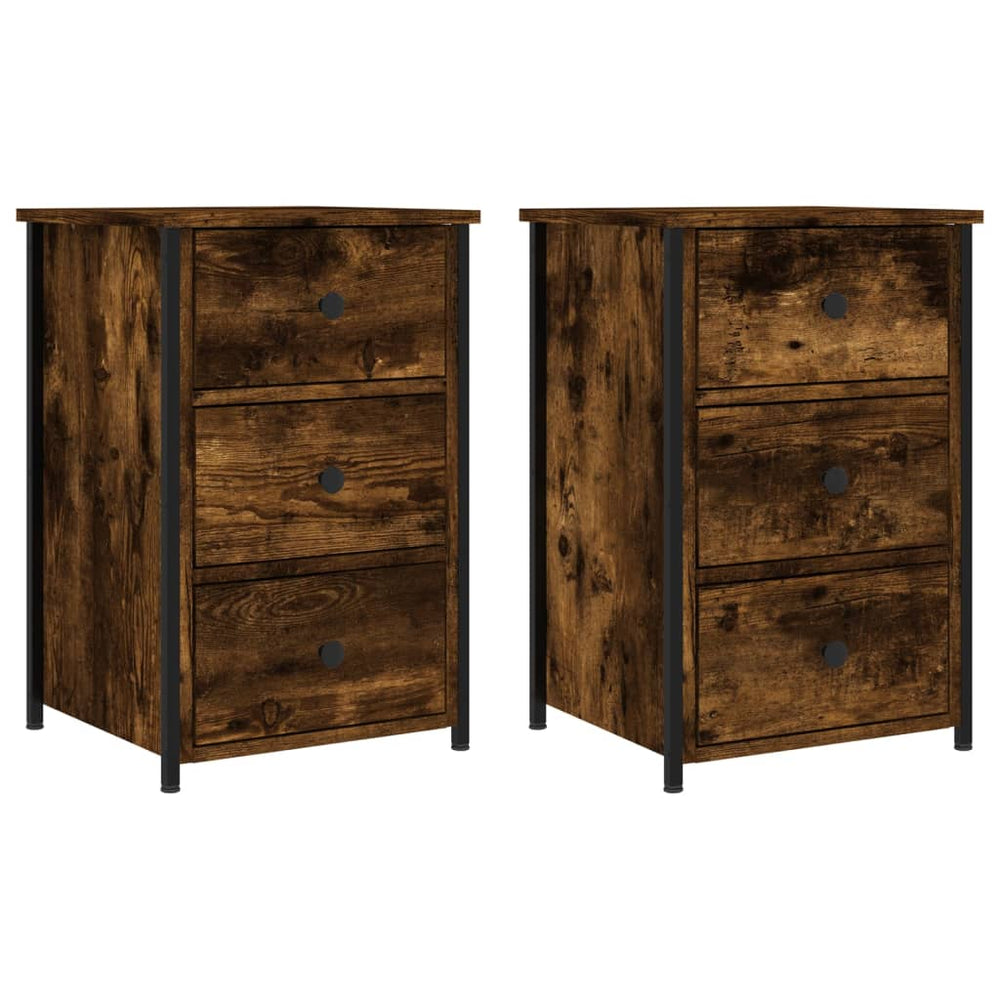 Nachtkastjes 2 st 40x36x60 cm bewerkt hout gerookt eikenkleurig MeubelReus