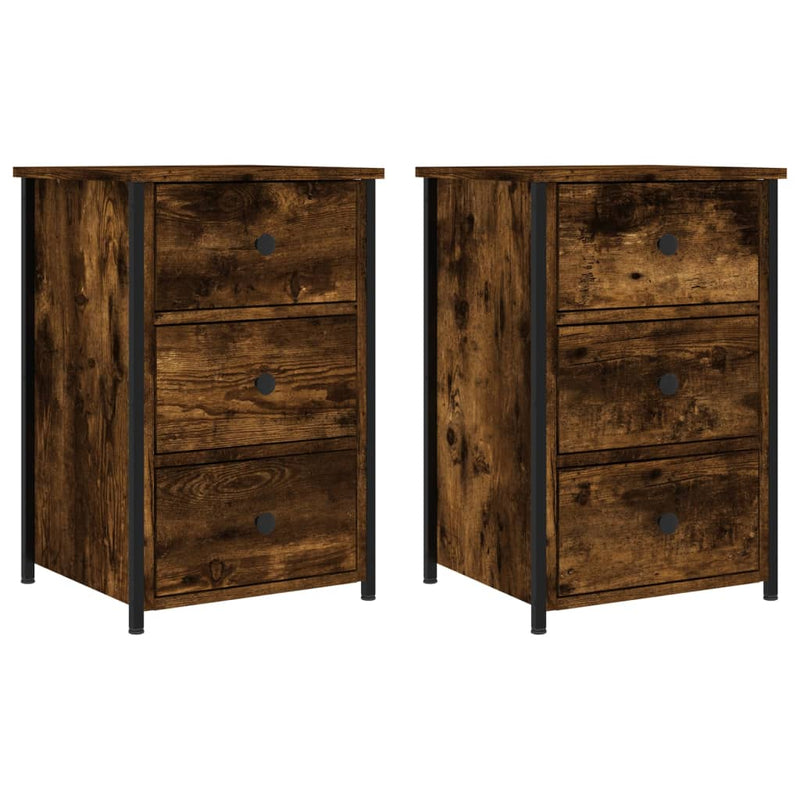 Nachtkastjes 2 st 40x36x60 cm bewerkt hout gerookt eikenkleurig MeubelReus