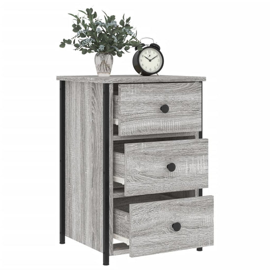Nachtkastje 40x36x60 cm bewerkt hout grijs sonoma eikenkleurig MeubelReus