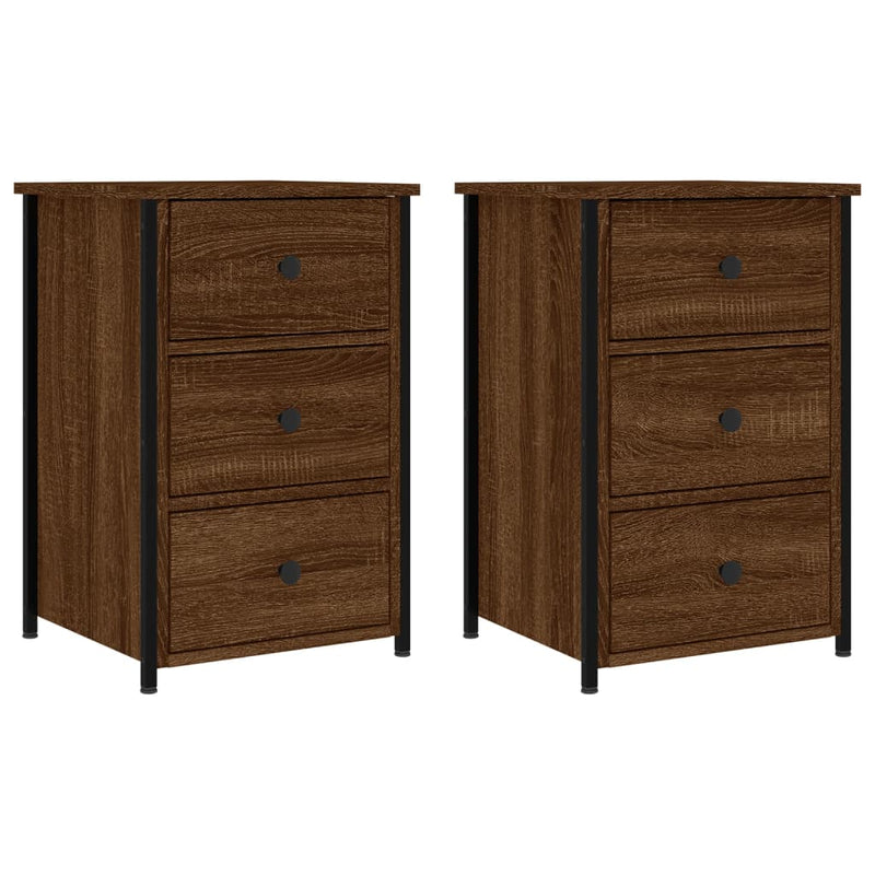 Nachtkastjes 2 st 40x36x60 cm bewerkt hout bruin eikenkleur MeubelReus