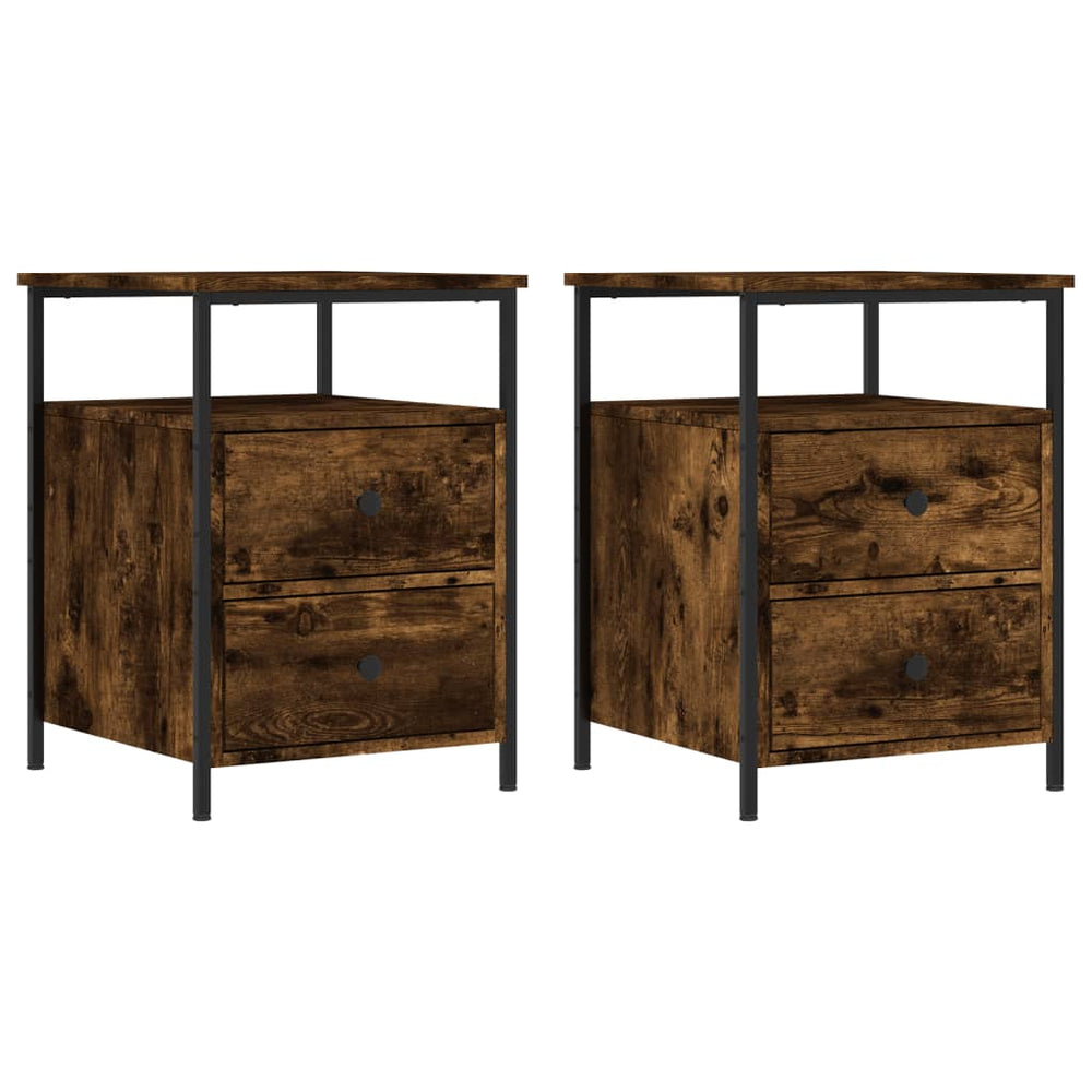 Nachtkastjes 2 st 44x45x60 cm bewerkt hout gerookt eikenkleurig MeubelReus