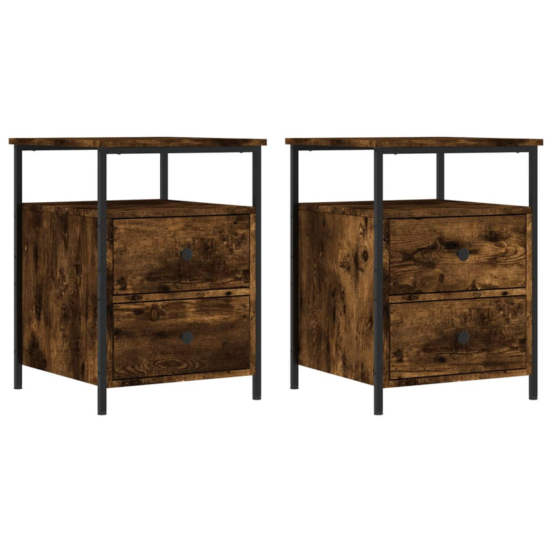 Nachtkastjes 2 st 44x45x60 cm bewerkt hout gerookt eikenkleurig MeubelReus