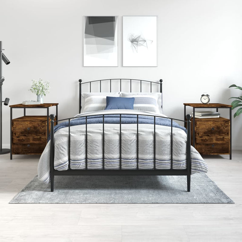 Nachtkastjes 2 st 44x45x60 cm bewerkt hout gerookt eikenkleurig MeubelReus
