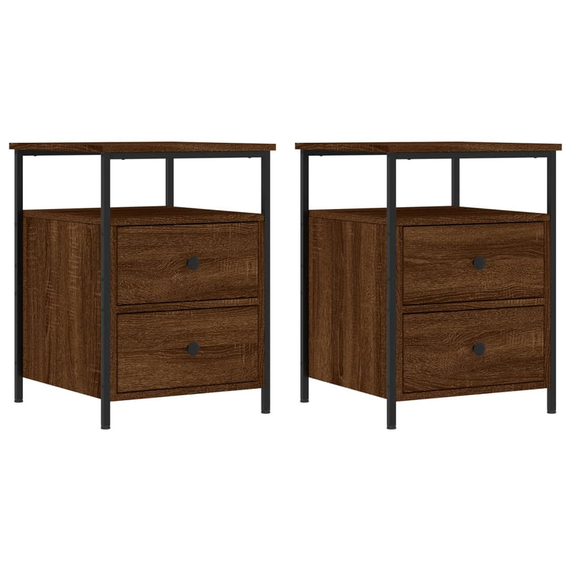 Nachtkastjes 2 st 44x45x60 cm bewerkt hout bruin eikenkleur MeubelReus