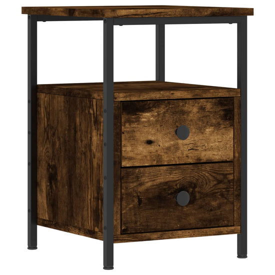 Nachtkastje 34x35,5x50 cm bewerkt hout gerookt eikenkleurig MeubelReus