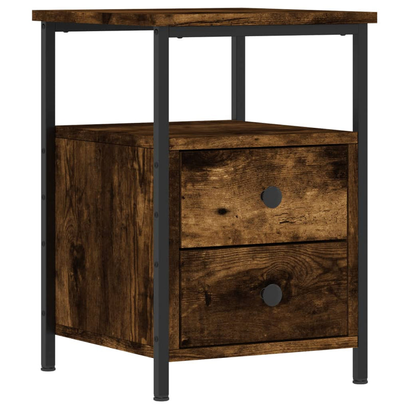 Nachtkastje 34x35,5x50 cm bewerkt hout gerookt eikenkleurig MeubelReus