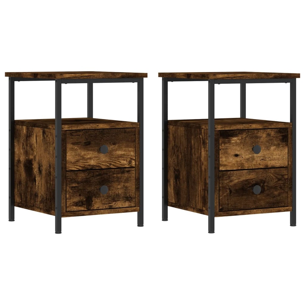 Nachtkastjes 2 st 34x35,5x50 cm bewerkt hout gerookt eikenkleur MeubelReus