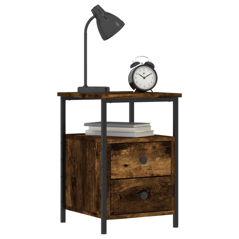 Nachtkastjes 2 st 34x35,5x50 cm bewerkt hout gerookt eikenkleur MeubelReus