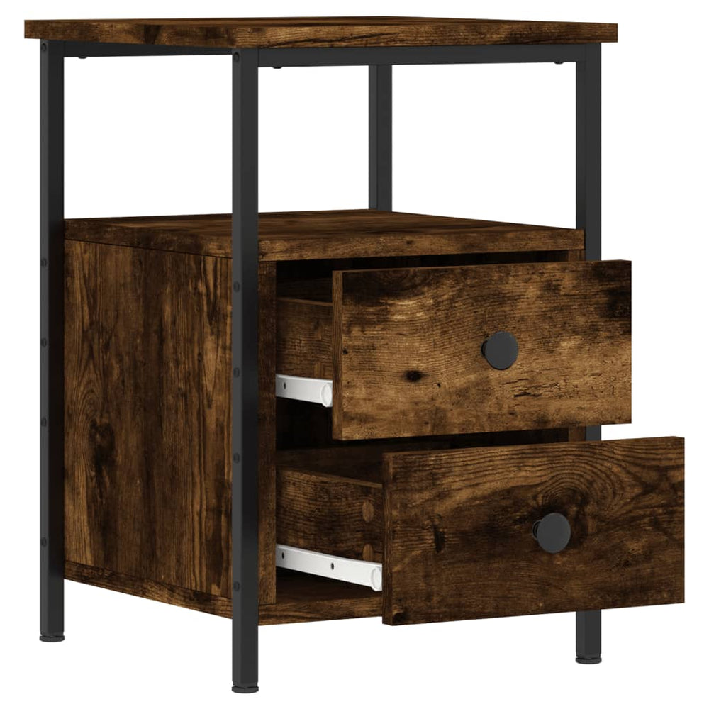 Nachtkastjes 2 st 34x35,5x50 cm bewerkt hout gerookt eikenkleur MeubelReus