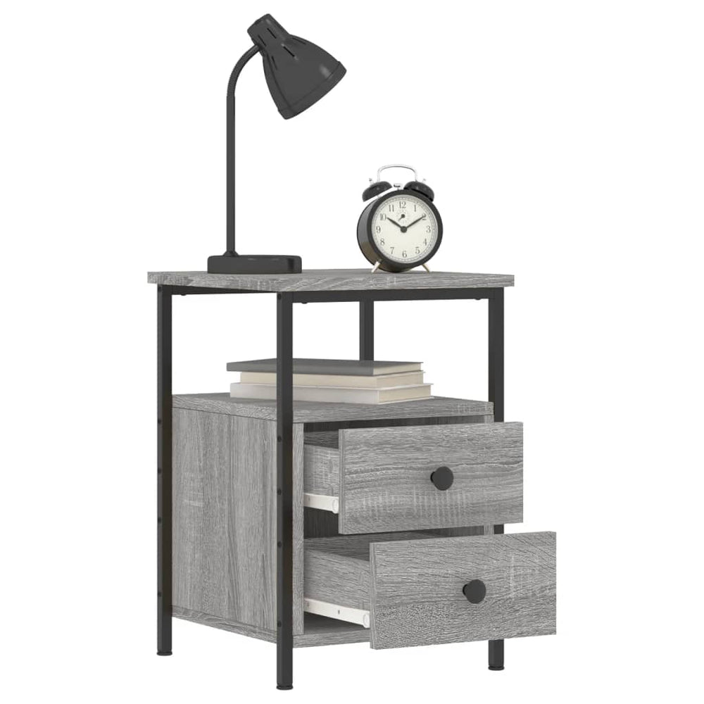 Nachtkastje 34x35,5x50 cm bewerkt hout grijs sonoma MeubelReus