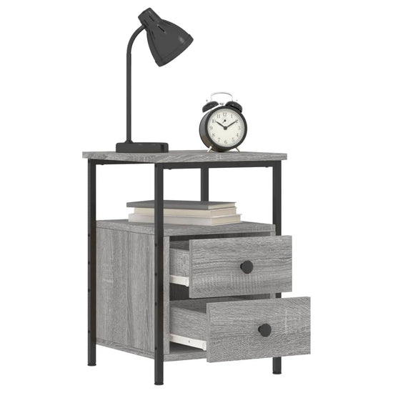 Nachtkastje 34x35,5x50 cm bewerkt hout grijs sonoma MeubelReus
