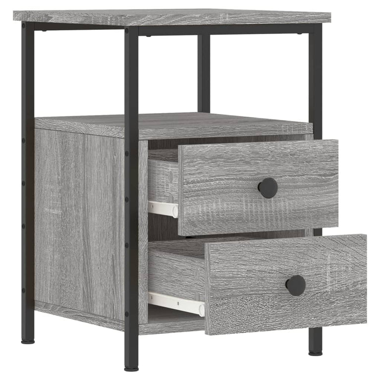 Nachtkastje 34x35,5x50 cm bewerkt hout grijs sonoma MeubelReus