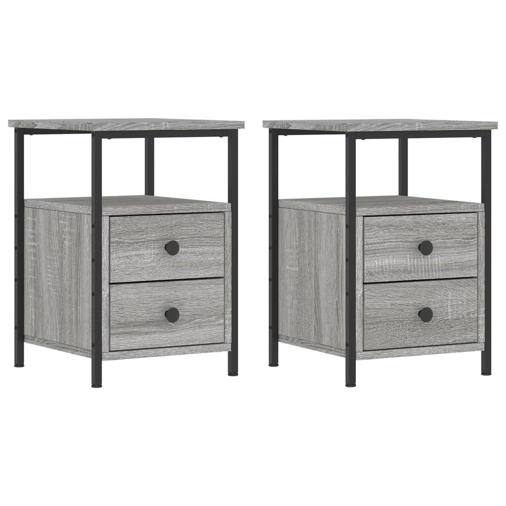 Nachtkastjes 2 st 34x35,5x50 cm bewerkt hout grijs sonoma eiken MeubelReus