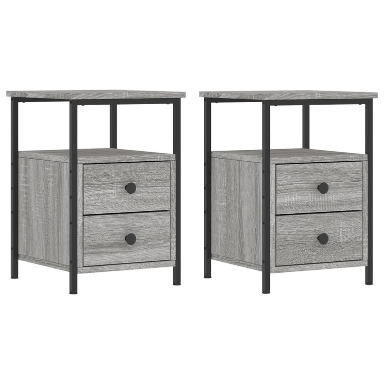 Nachtkastjes 2 st 34x35,5x50 cm bewerkt hout grijs sonoma eiken MeubelReus