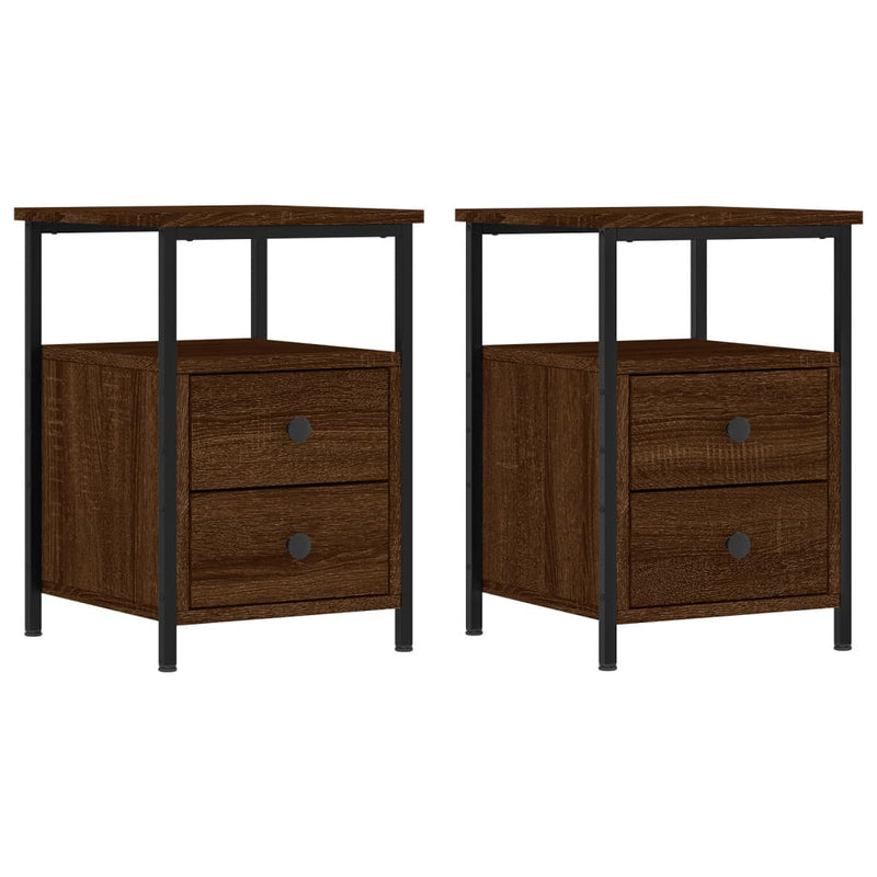 Nachtkastjes 2 st 34x35,5x50 cm bewerkt hout bruin eikenkleur MeubelReus
