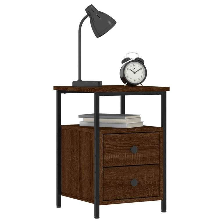 Nachtkastjes 2 st 34x35,5x50 cm bewerkt hout bruin eikenkleur MeubelReus