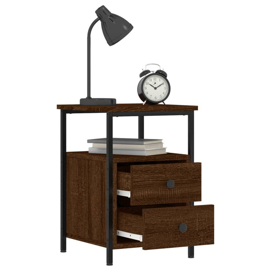 Nachtkastjes 2 st 34x35,5x50 cm bewerkt hout bruin eikenkleur MeubelReus