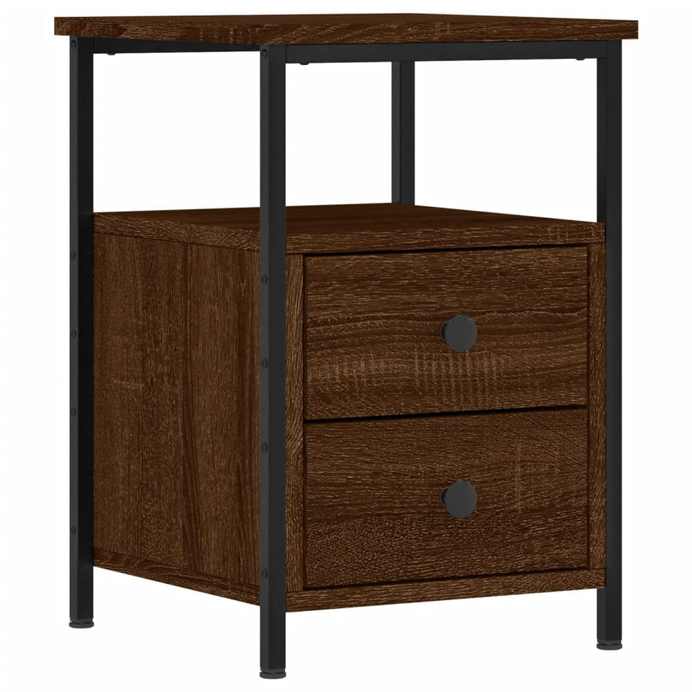 Nachtkastjes 2 st 34x35,5x50 cm bewerkt hout bruin eikenkleur MeubelReus
