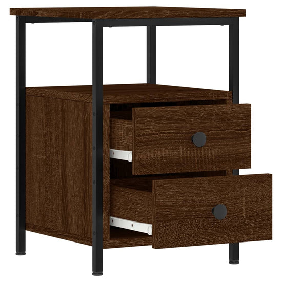 Nachtkastjes 2 st 34x35,5x50 cm bewerkt hout bruin eikenkleur MeubelReus