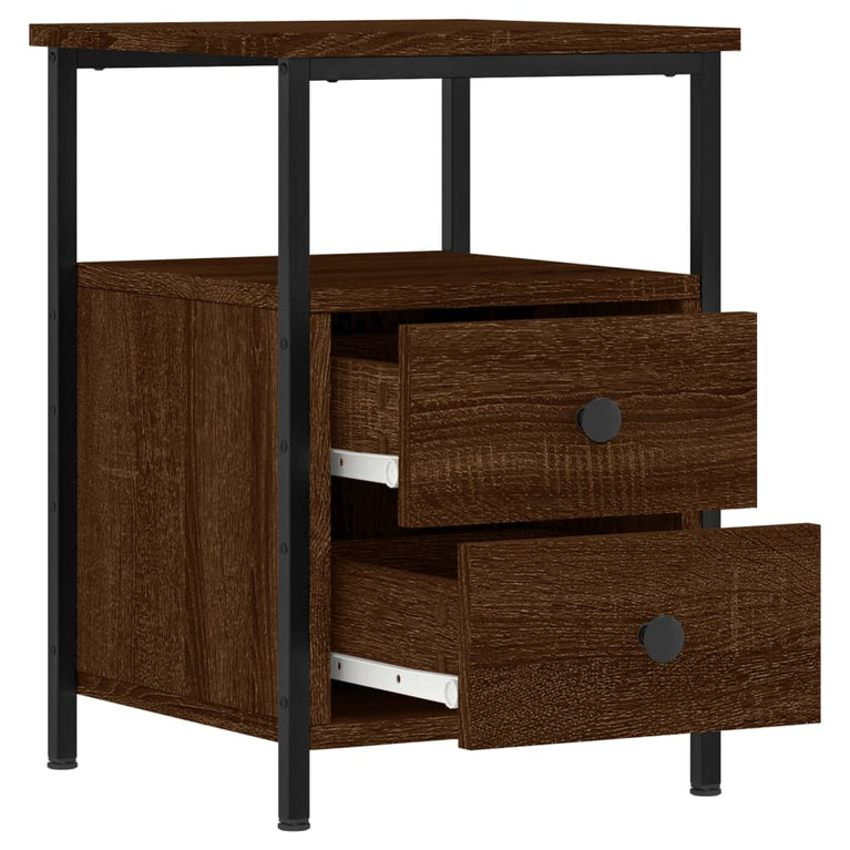 Nachtkastjes 2 st 34x35,5x50 cm bewerkt hout bruin eikenkleur MeubelReus