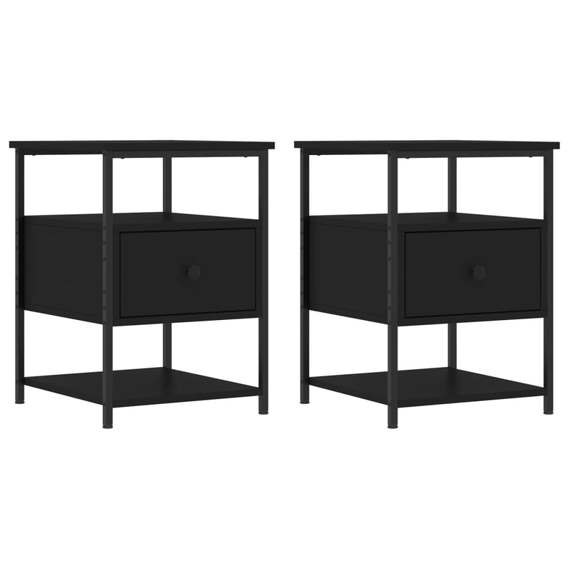 Nachtkastjes 2 st 40x42x56 cm bewerkt hout zwart MeubelReus