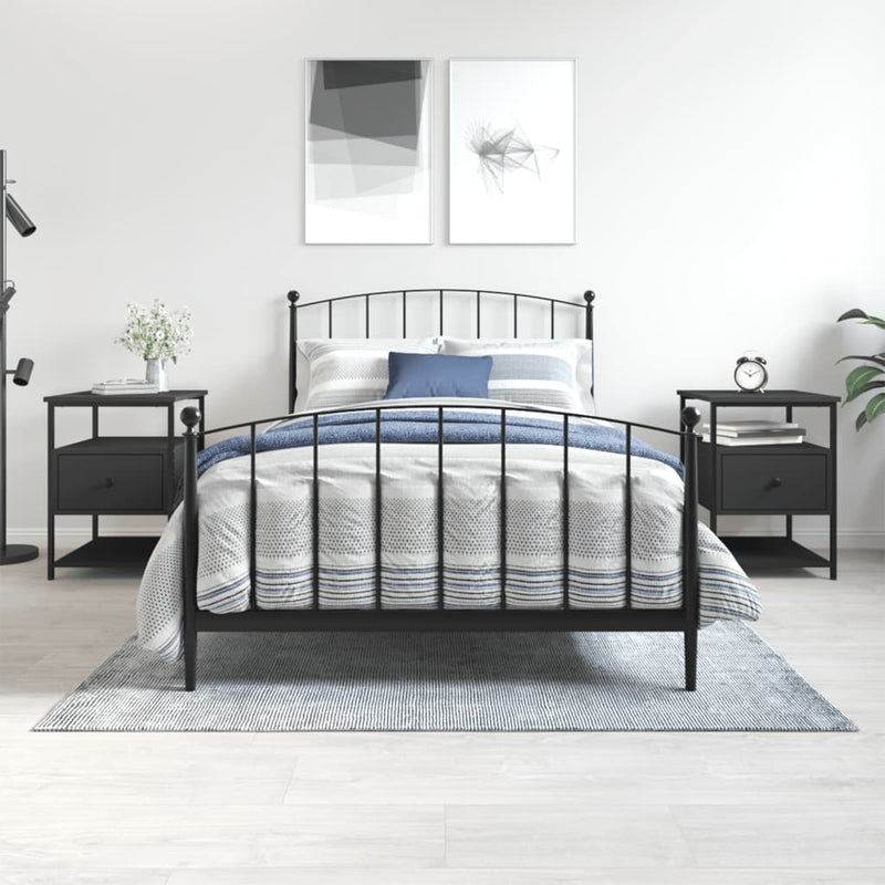 Nachtkastjes 2 st 40x42x56 cm bewerkt hout zwart MeubelReus