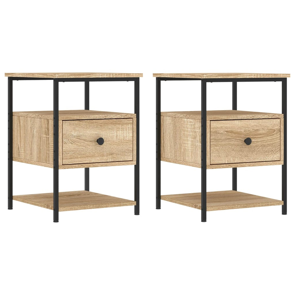 Nachtkastjes 2 st 40x42x56 cm bewerkt hout sonoma eikenkleurig MeubelReus