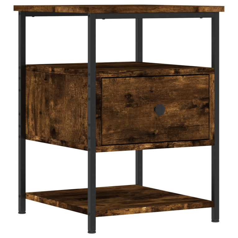 Nachtkastje 40x42x56 cm bewerkt hout gerookt eikenkleurig MeubelReus