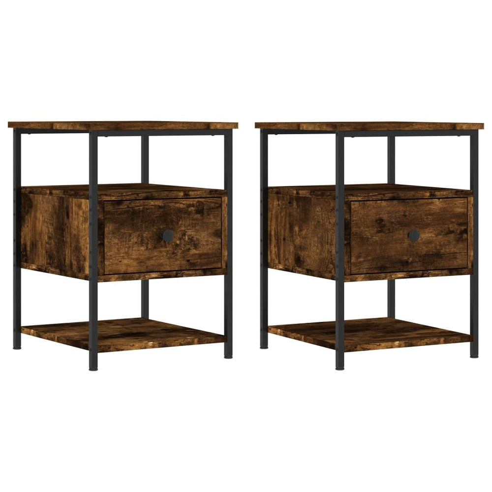 Nachtkastjes 2 st 40x42x56 cm bewerkt hout gerookt eikenkleurig MeubelReus