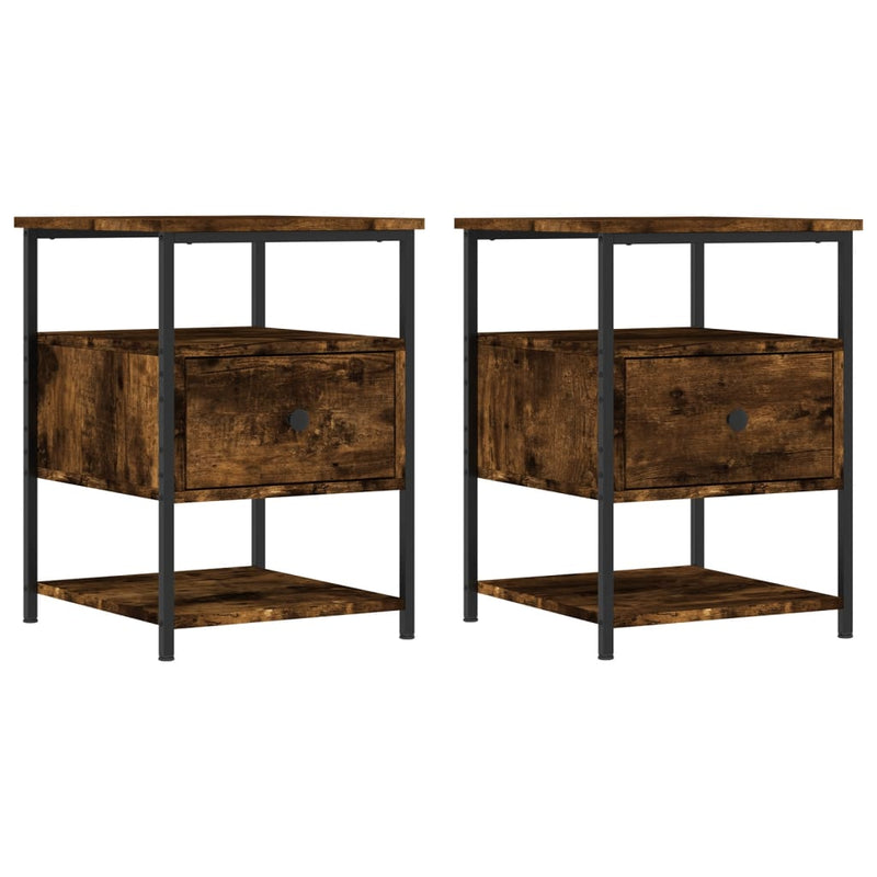 Nachtkastjes 2 st 40x42x56 cm bewerkt hout gerookt eikenkleurig MeubelReus
