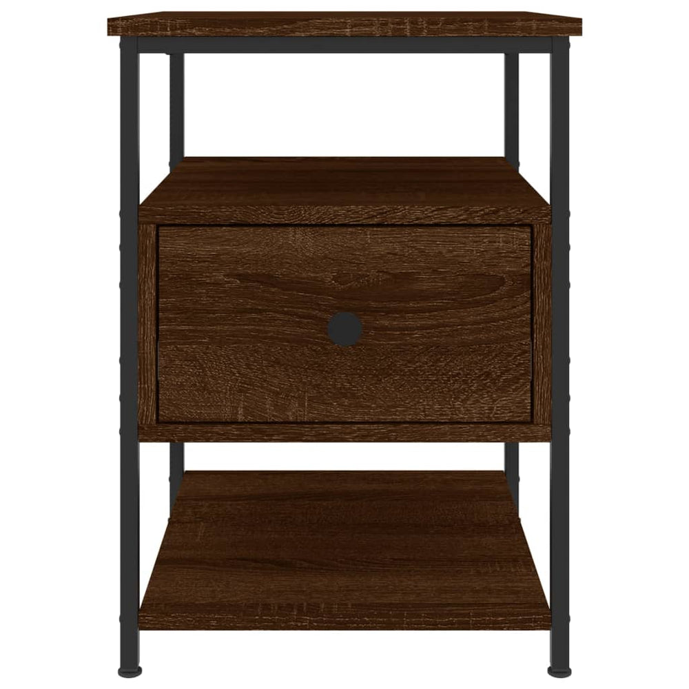 Nachtkastje 40x42x56 cm bewerkt hout bruin eikenkleur MeubelReus